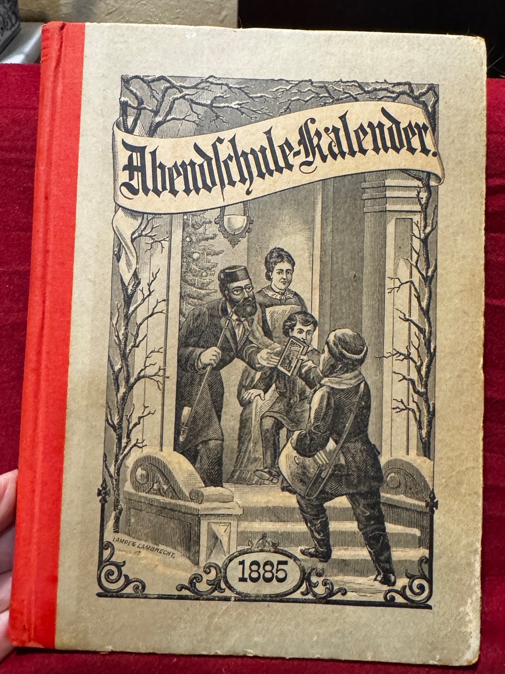 Vintage Illustrated Hardcover Book with Red Spine - 1885